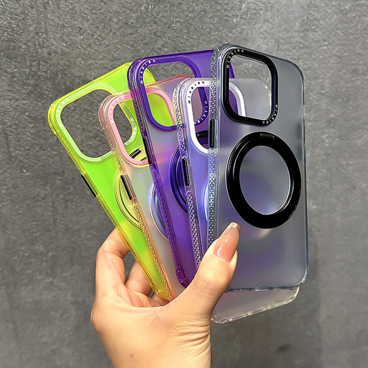 Colorful Rotating Magnetic Bracket Transparent Phone Case